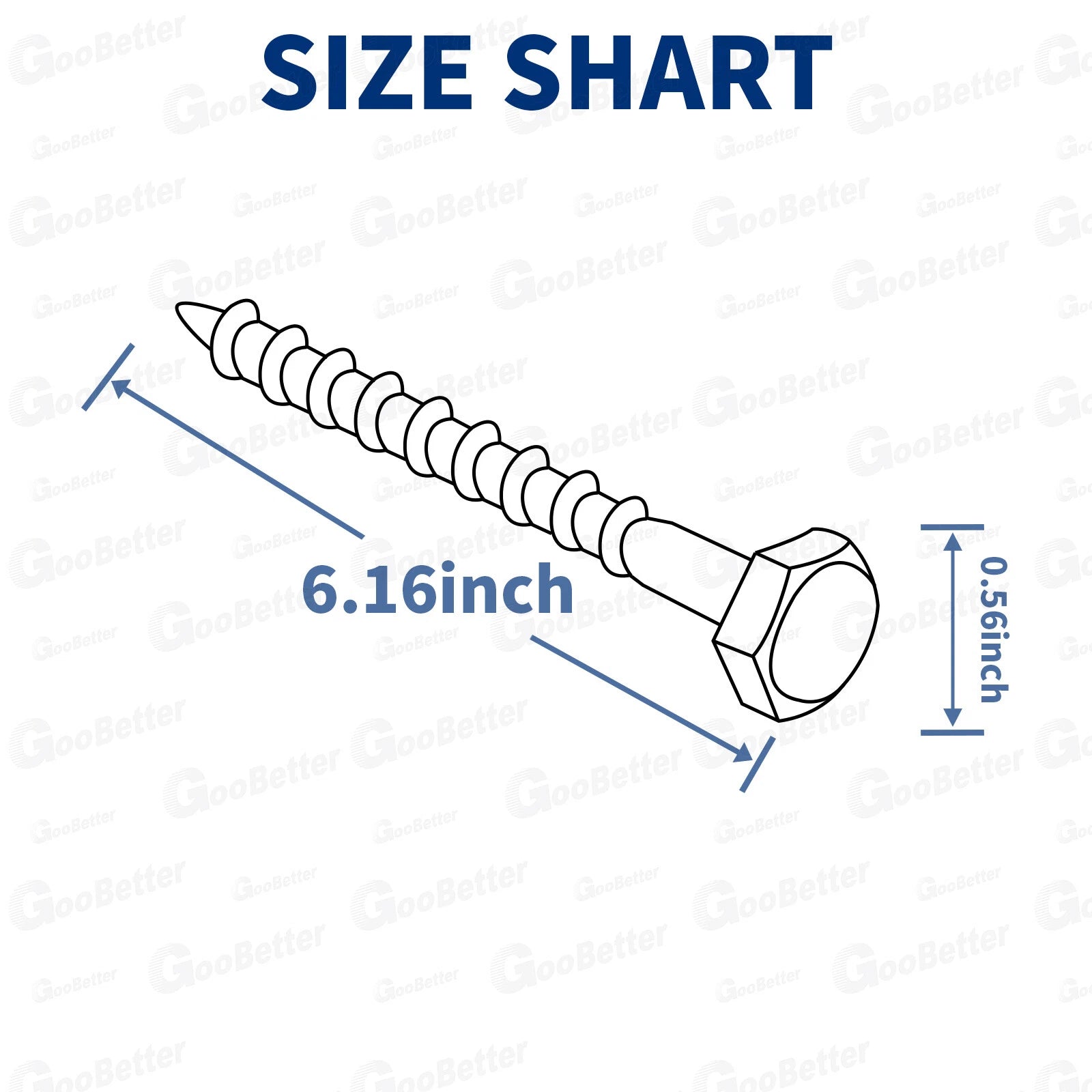 20PCS Hex Head 3/8-16x6" Lag Bolts Stainless Steel Wood Screws Hex Head Screws