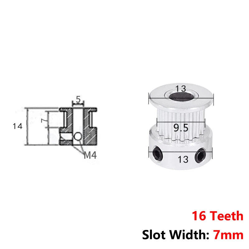2GT Timing Belt Pulley 16T-40T Bore 3-13mm For 6mm Wide Timing Belt, CNC Motor