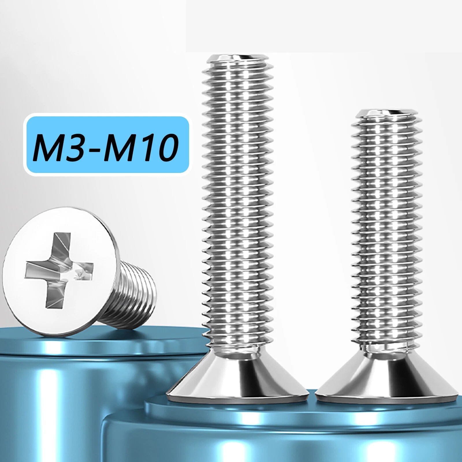 M3–M10 Phillips Countersunk Machine Screws – A2 Stainless Steel, Flat Head, Fully Threaded (3–100mm Overall Length)