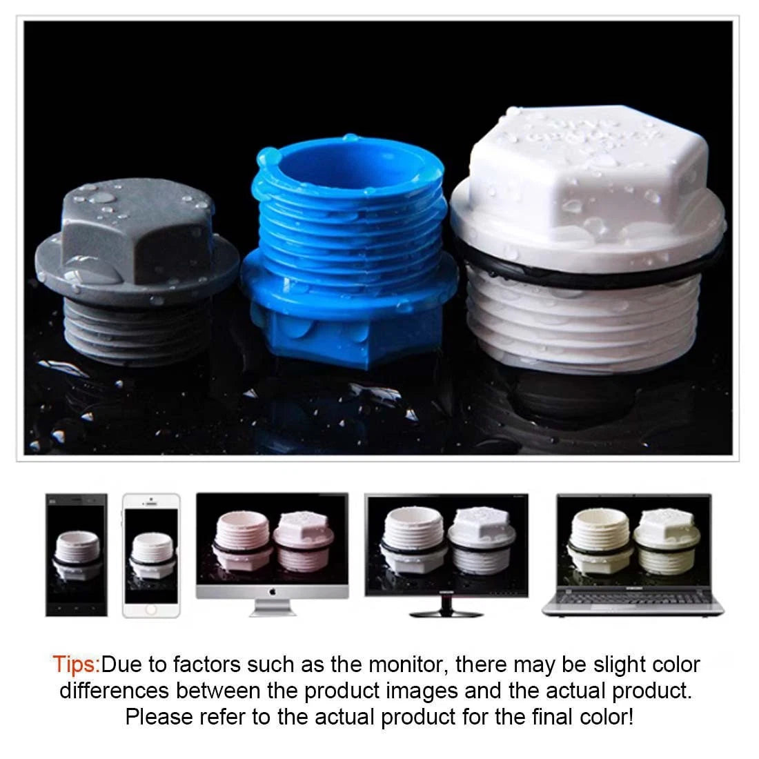 PVC Threaded Plug Male 1 2" 3 8" 1" BSP Pipe Fittings Pond Aquarium Threaded End