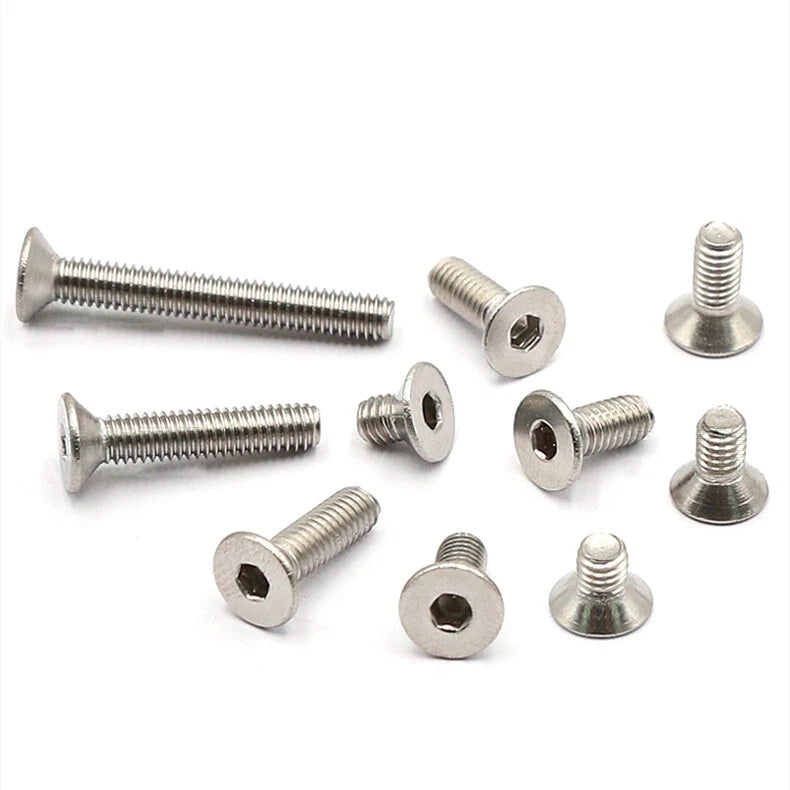 M1.6 M2–M6 Countersunk Hex Socket Machine Screws – A2 Stainless Steel, Fully Threaded (3–40mm Overall Length)M1.6 M2–M6 Countersunk Hex Socket Machine Screws – A2 Stainless Steel, Fully Threaded (3–40mm Overall Length)