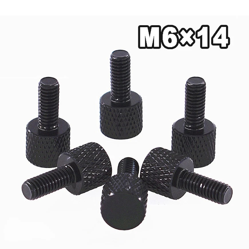 M6x14 Aluminium Anodised Black Bolts Knurled Flat Head Thumb Screws PC Case