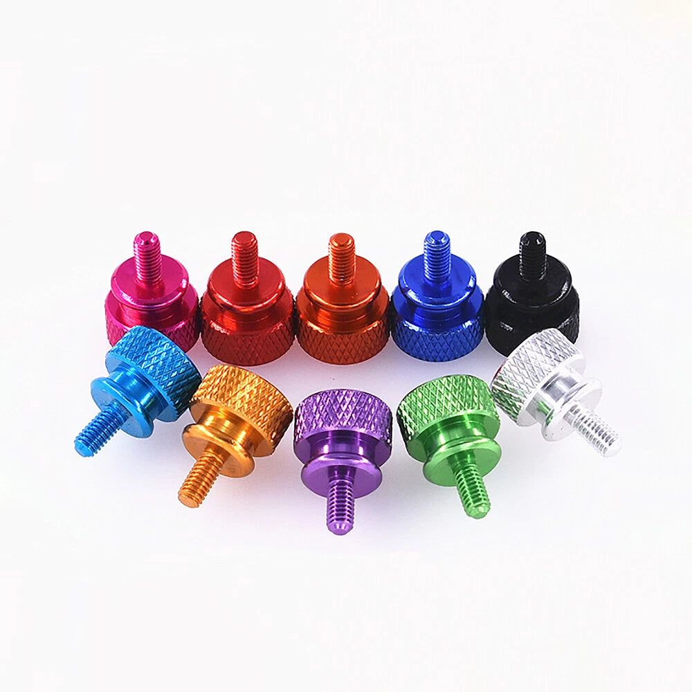 M3.5×7mm Aluminum Knurled Thumb Screws – Flat Head, Hand-Tighten, 10 Colors