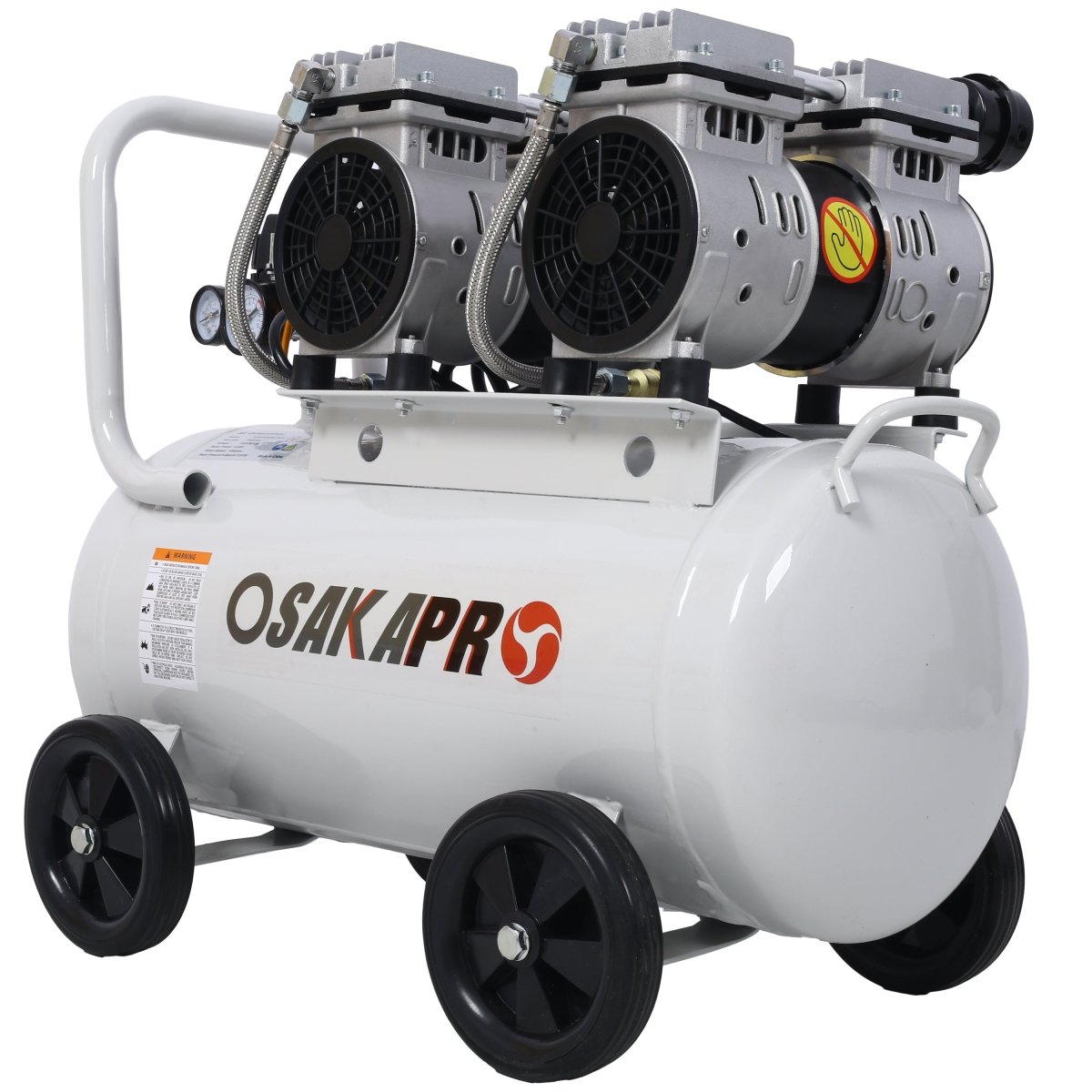 2.5 HP Silent Air Compressor 13 Gallon, Oil - Free, Electric Shop Air Compressor Portable,Lightweight with Wheels, 70 dBA Noise Level, with Automatic Drain Valve,Light Gray - HomeDIYer