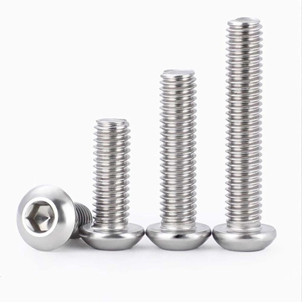 M1.6–M5 A2 Stainless Steel Button Head Socket Cap Screws – Round Pan Head, Hex Drive, Fully Threaded