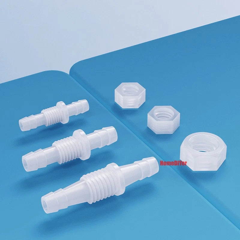 Plastic Barbed Hose Reducer Connector — Straight Thread Joiner for Air & Water Tube