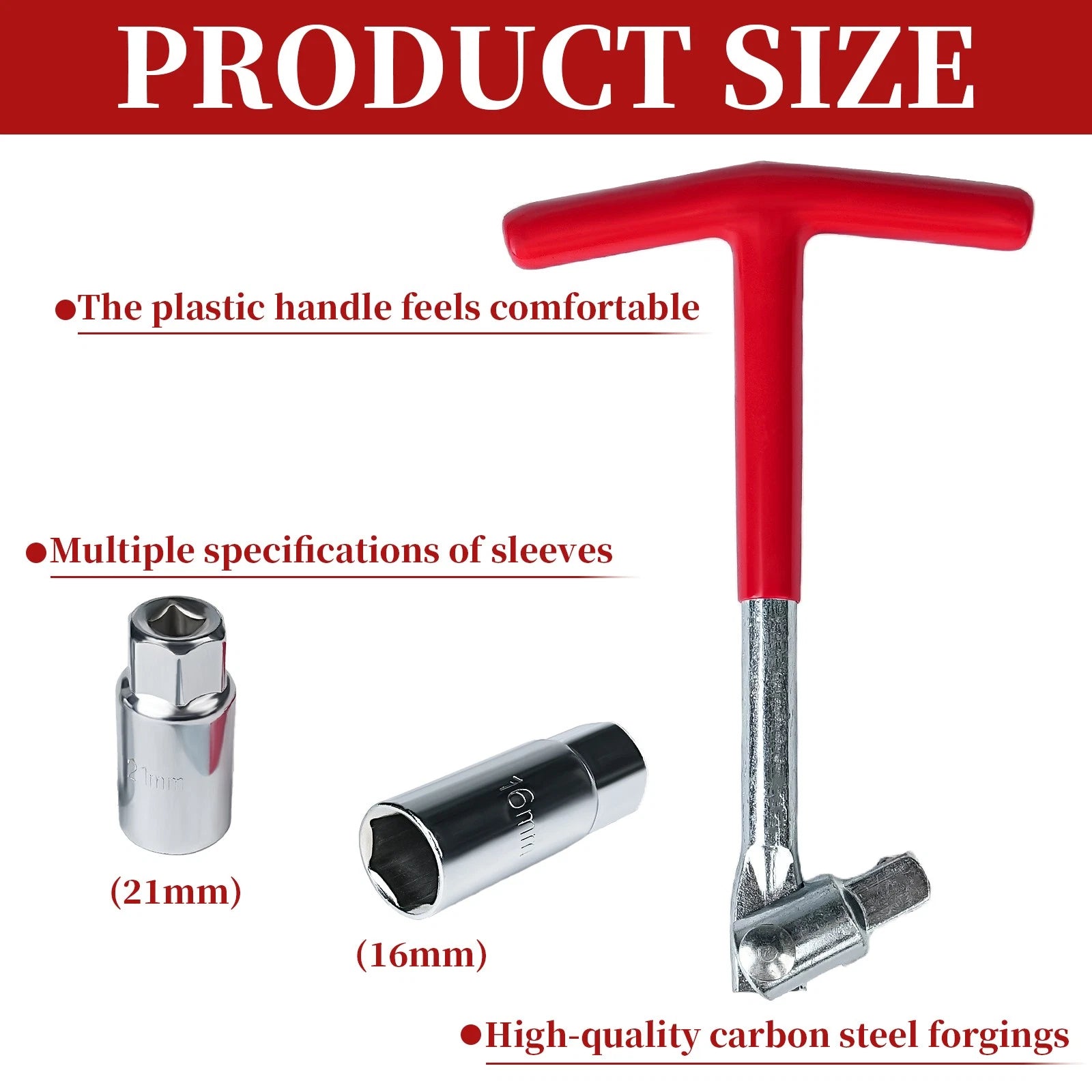 3PCS Spark Plug Removal Tool 16 21mm T-Handle Flexible Spanner Socket Wrench Set