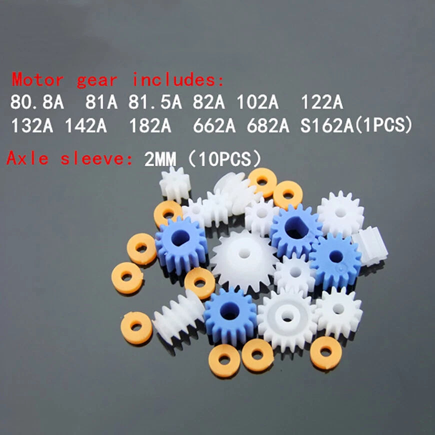 22pcs Mixed Plastic Toothed Wheels Worm Crown Gears Toy Robot Part 2MM - 4MM