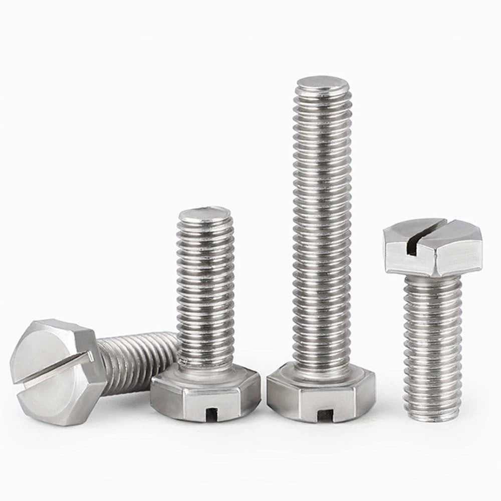 External Hex Slotted Machine Screws – A2 Stainless Steel, M4 to M16, Fully Threaded