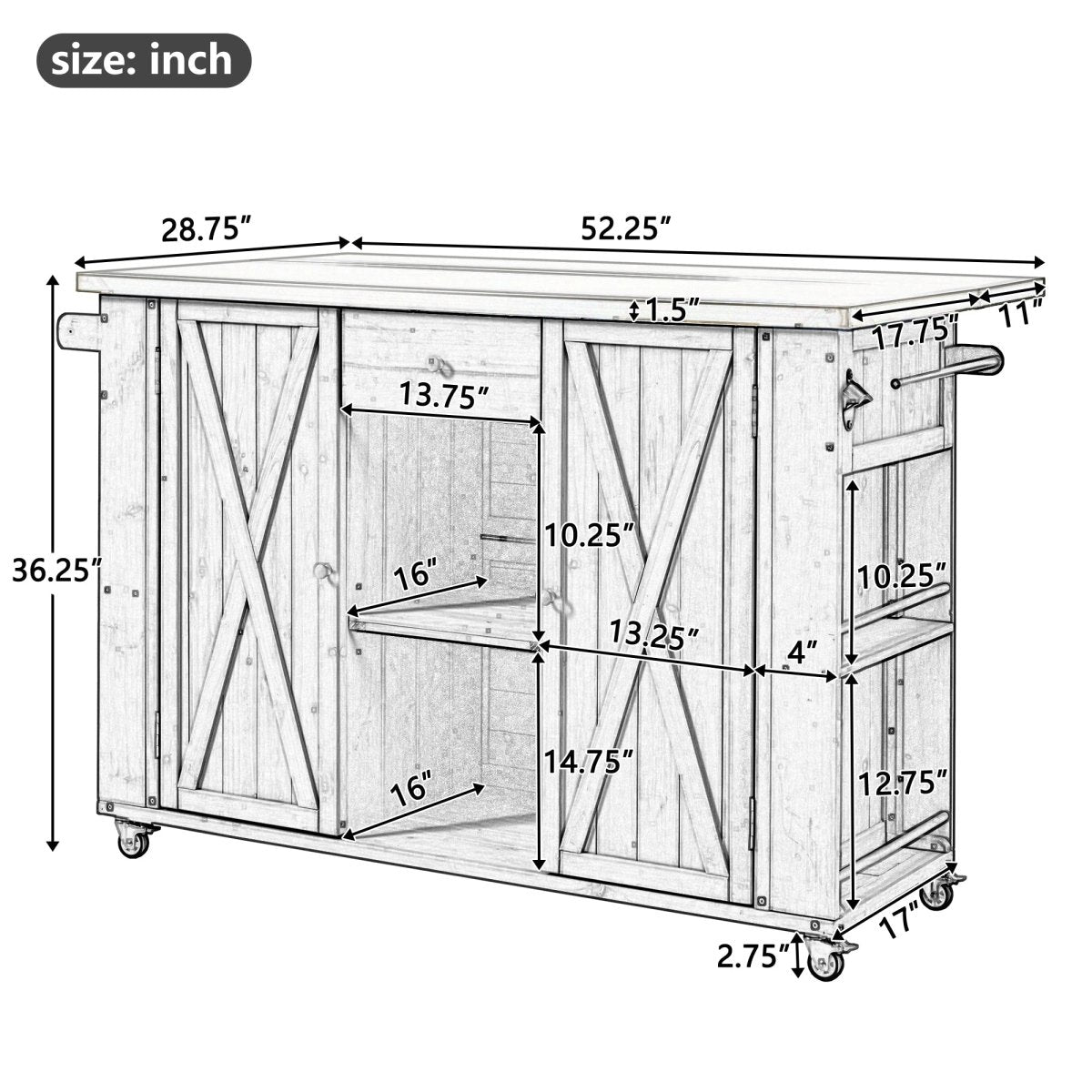 Grey Outdoor Kitchen Island with Stainless Steel Top | Foldable Fir Wood Prep Station - HomeDIYer