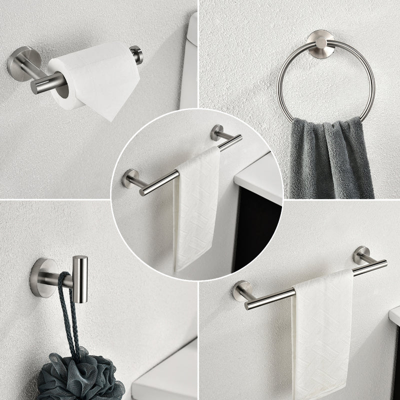 6-Piece Stainless Steel Bathroom Towel Rack Set – Wall Mount, Brushed Nickel, Complete Hardware Kit