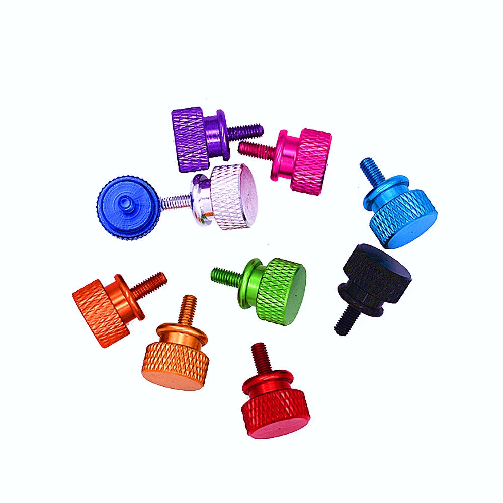 M3 x 7mm Aluminum Knurled Thumb Screws — Flat Head, Anodized, Hand-Tighten