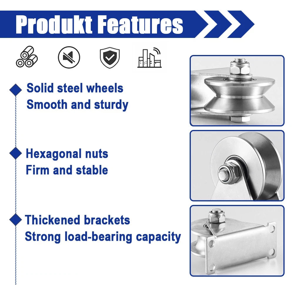Stainless Steel Pulley U V H Groove Shape Roller Wheels Idler Pulley Wheel Large