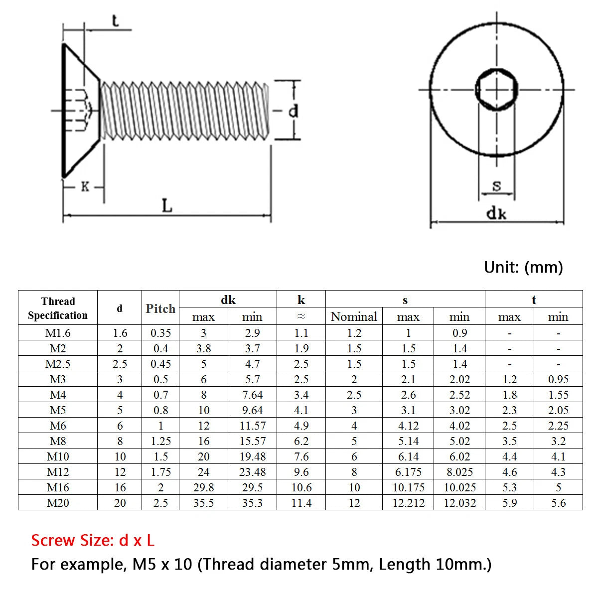 M3–M5 Black Hex Socket Countersunk Screws – A2 Stainless Steel, Electrophoresis Black, Fully Threaded (5–30mm Overall Length)