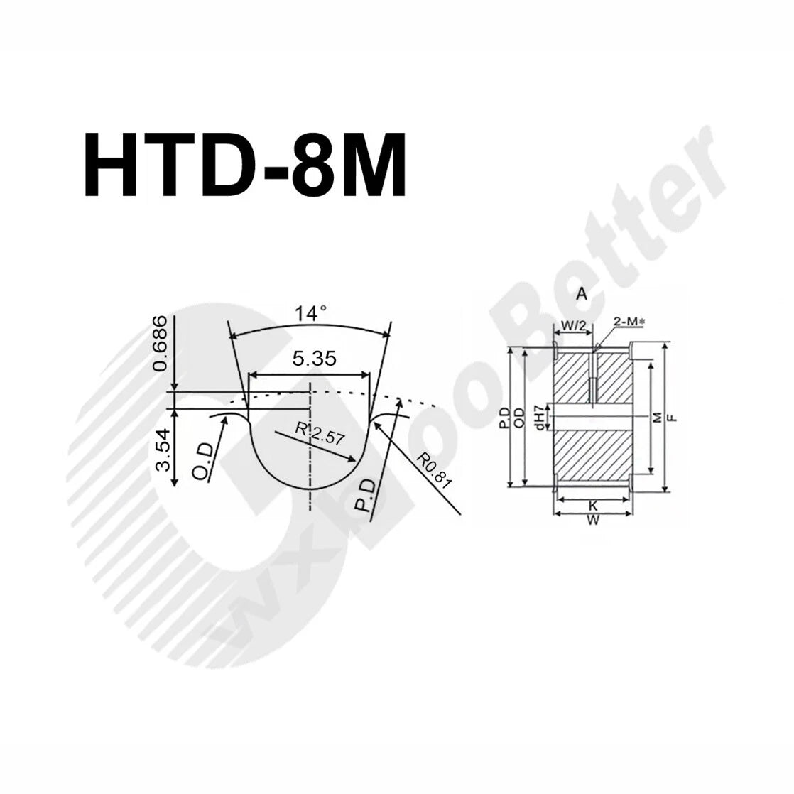 HTD-8M Timing Pulley 10T~20T for 25mm Belt Black 45# Steel AF Type Timing Pulley