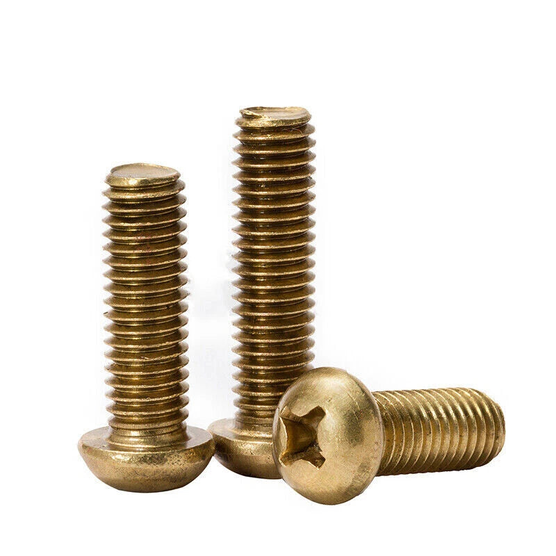 M2 M2.5 M3 M4 Brass Phillips Pan Head Machine Screws – Metric Rounded Head, Fully Threaded