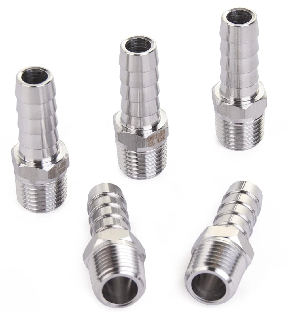 Male NPT Hose Barb Adapter Fittings – 316L Stainless Steel