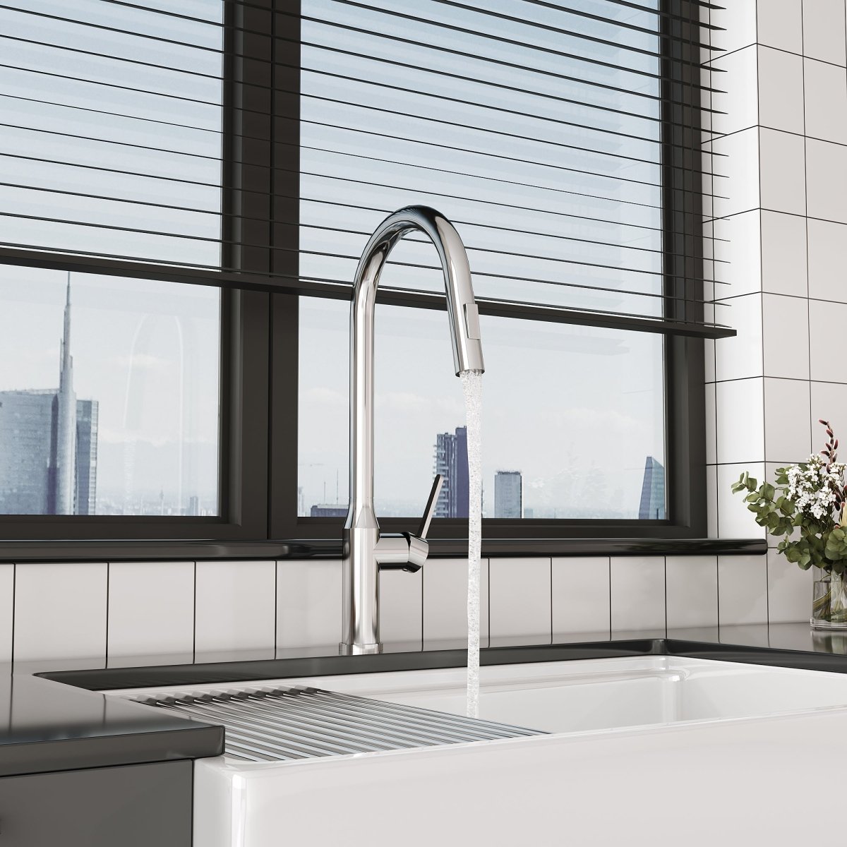 18.83" CUPC Certified Pull - down Kitchen Faucet (Brushed Nickel Finish) - HomeDIYer