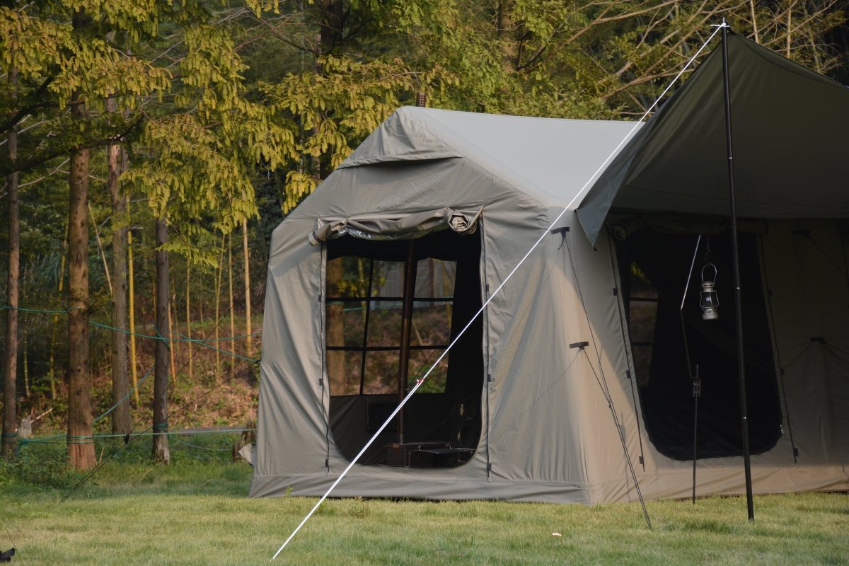 9.8 x13ft with canopy, Inflatable Camping Tents with Hand Pump, Air Glamping Tents, Easy Setup Waterproof and Windproof Blow up Tent Army Green - HomeDIYer