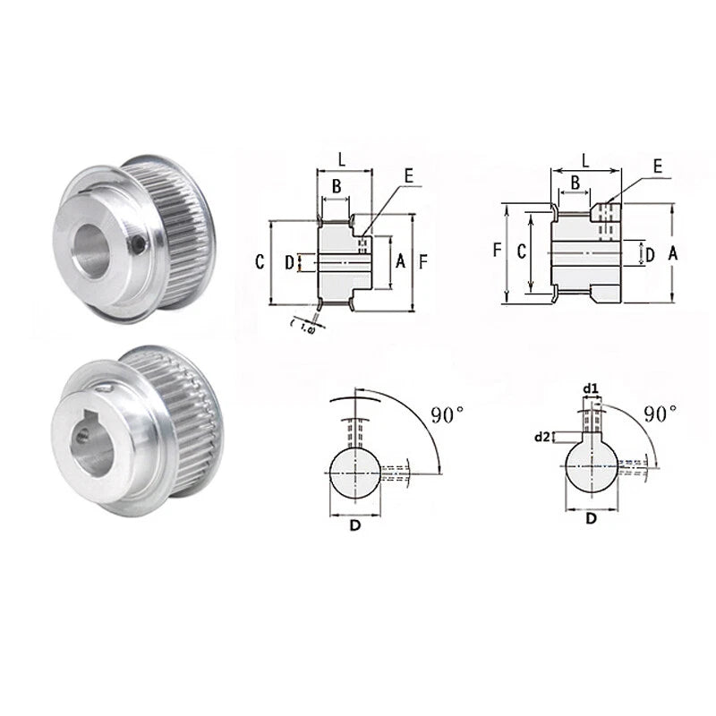 3M Timing Belt Pulley 12-45 Teeth BF/K Type Synchronous Wheel Bore 3mm-25mm