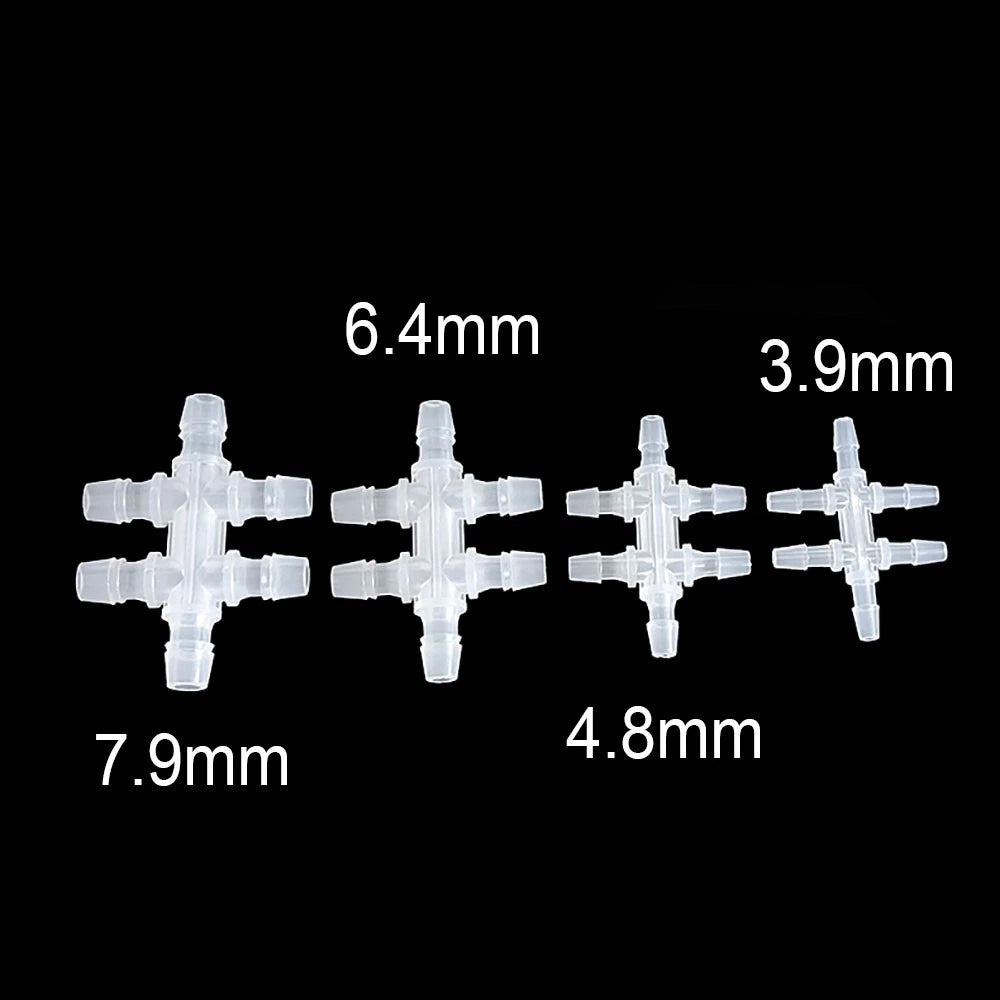 6-Way Plastic Barbed Hose Connector — Pipe Splitter Tubing Fitting (3.9mm–7.9mm)