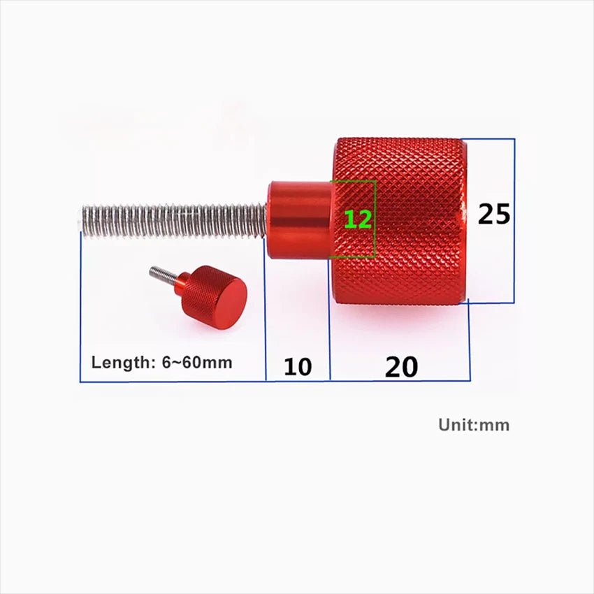 1/4 - 20 Knurled Thumb Screws — Aluminum & Stainless Steel | Black & Red | 6–60mm - HomeDIYer