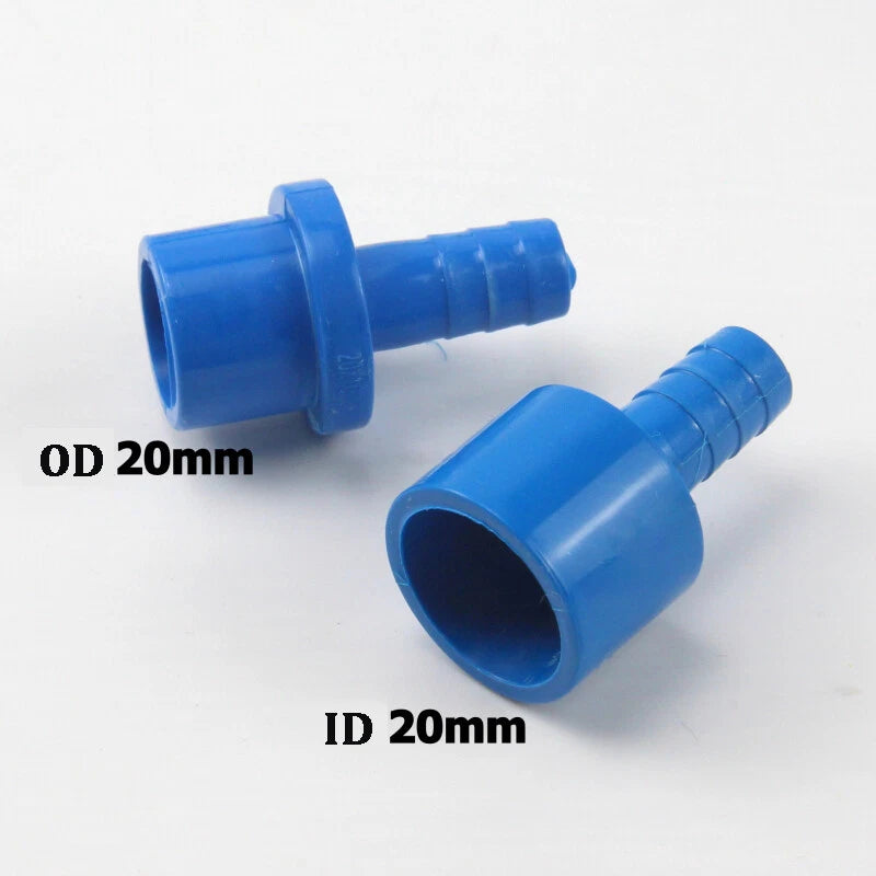 Barbed Hose Tail Connector — Plastic Straight Joiner Fitting, Blue (20mm & 25mm OD)