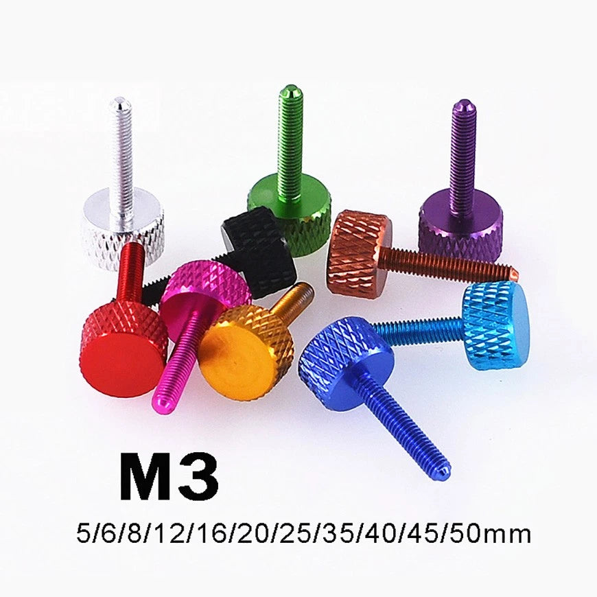 M3*5/6/8/12/20/25/35/40/50mm Aluminum Alloy Bolts Knurled Flat Head Thumb Screws