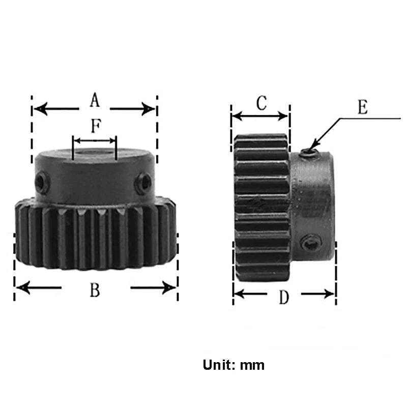 1.0Module Spur Gear Pinion Gears 15T-25T Bore 4-15mm Spur Transmission For Rack