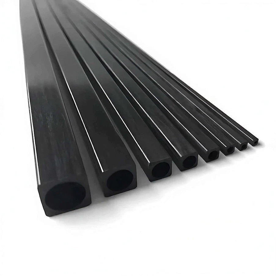Carbon Fiber Square Tube with Round Bore – 500mm Hollow Structural Tube