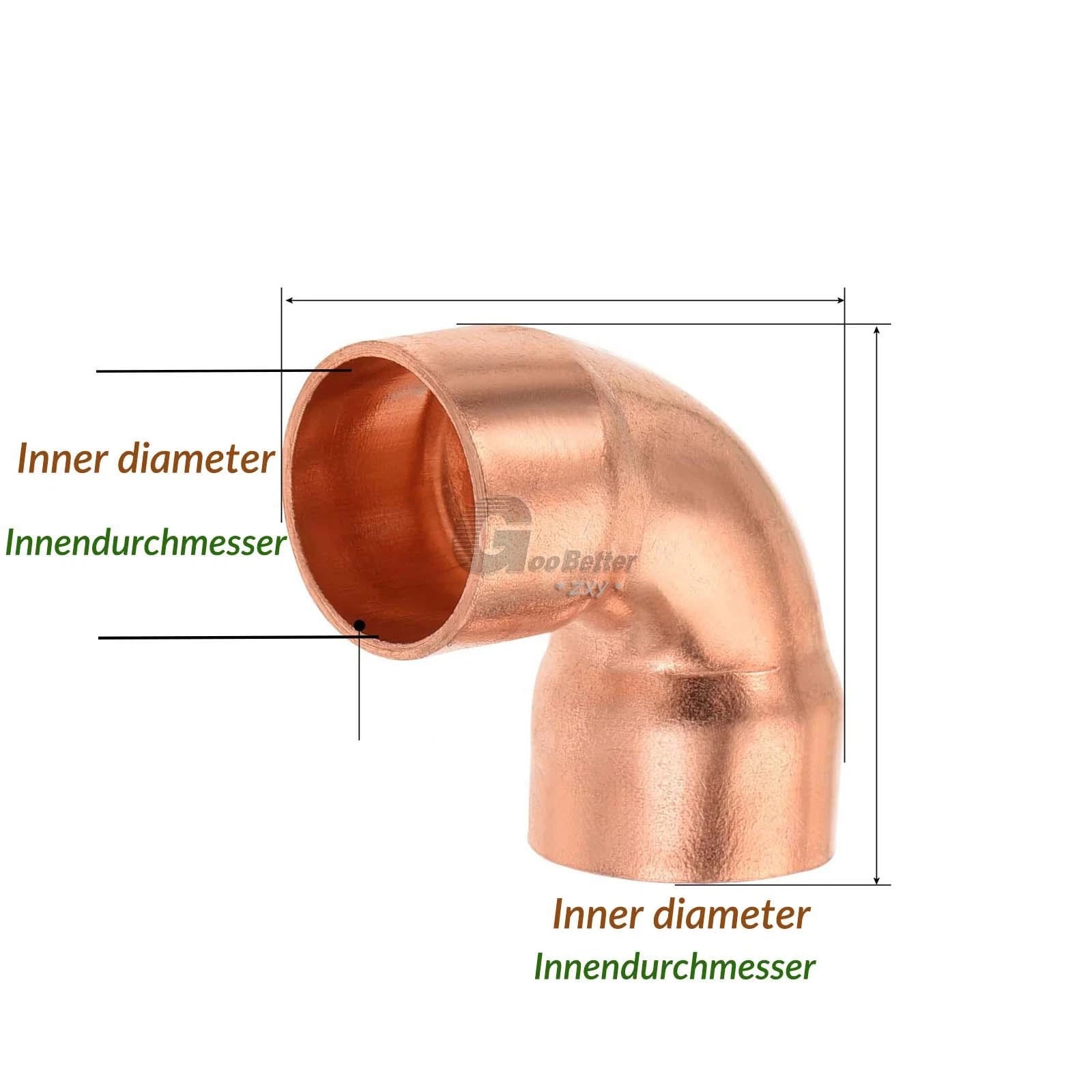Pre-Soldered Copper 90° Elbow Fittings | Microbore & Standard Sizes 6.35–273mm
