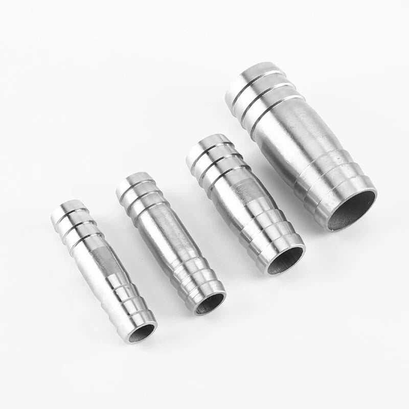 A2 Stainless Steel Straight Hose Joiner Barbed Connector — Sizes 6mm–41mm