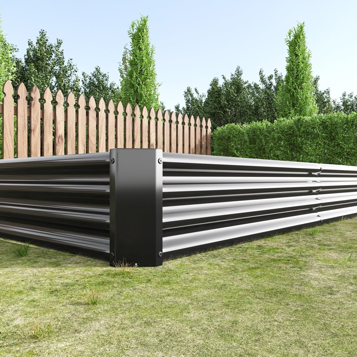 Raised Garden Bed Kit - Metal Raised Bed Garden Flower Planters, Vegetables Herb Black Green Silver - HomeDIYer