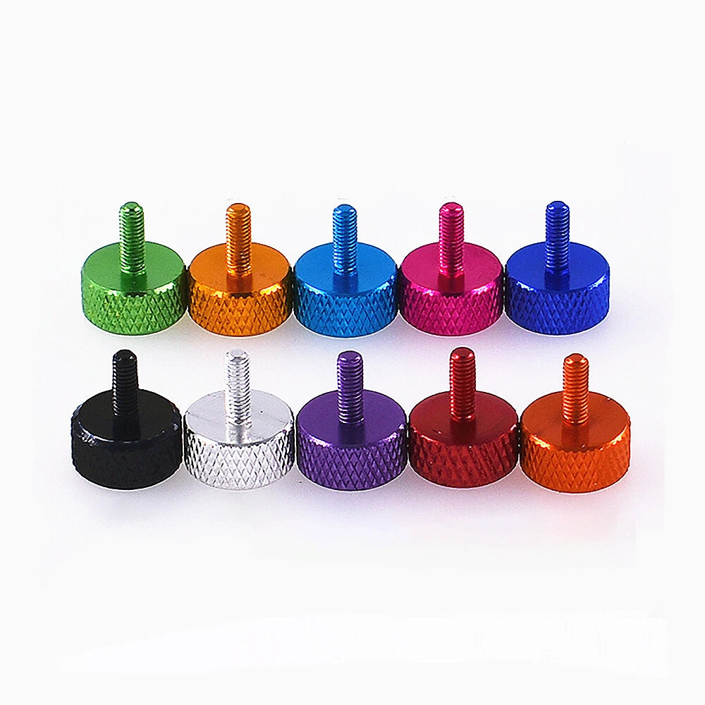 M3 Aluminum Knurled Thumb Screws – Flat Head, Anodized Colors, 6/8/10mm