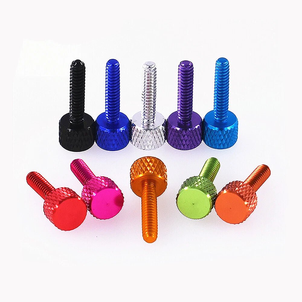 Aluminum Knurled Thumb Screws 6 - 32 × 16mm – Flat Head Set Screws in 10 Colors for DIY, Electronics & Panel Fastening - HomeDIYer