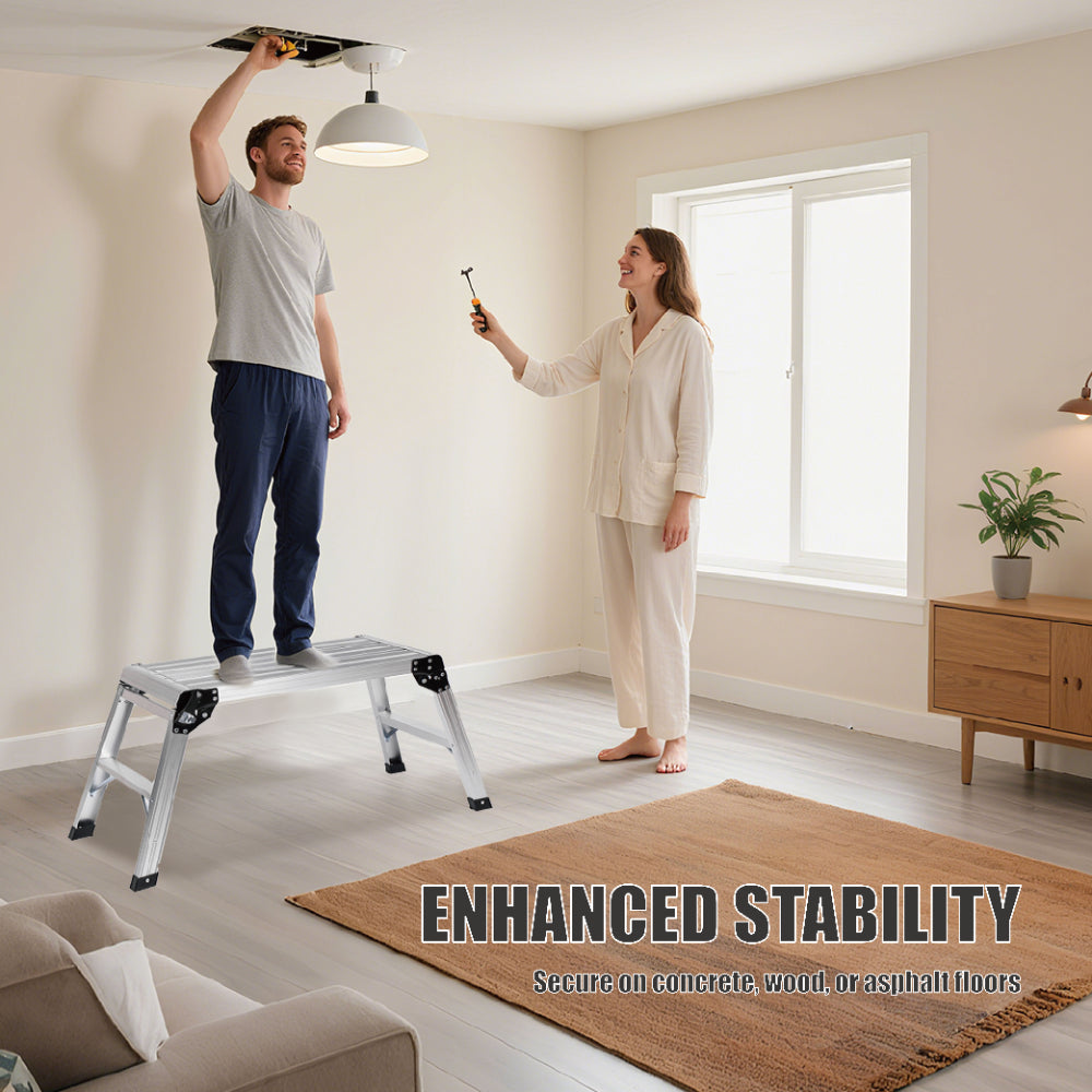 Folding Aluminum Work Platform — 330 lb Capacity, Anti‑Slip Surface, Silver, No Assembly Required