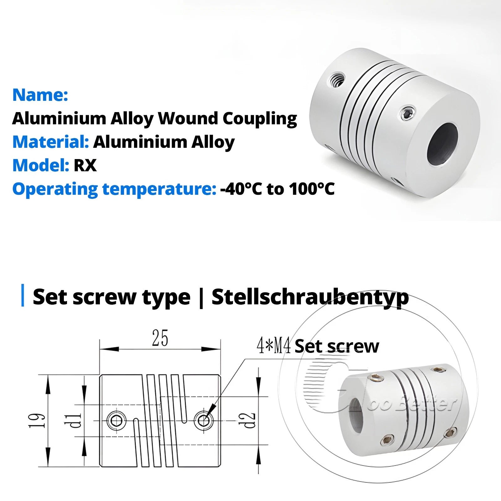 Flexible Shaft Coupling Coupler Stepper Motor CNC 3D Printer D 12 15 16 mm