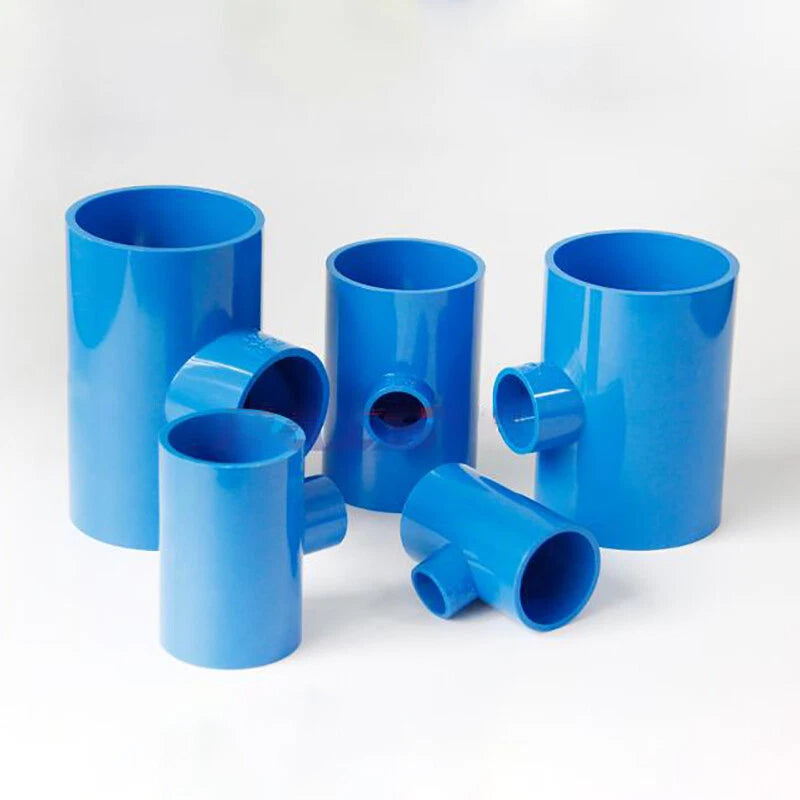 PVC Reducing Tee Pipe & Fittings Solvent Weld Pressure Adapter Connector Blue