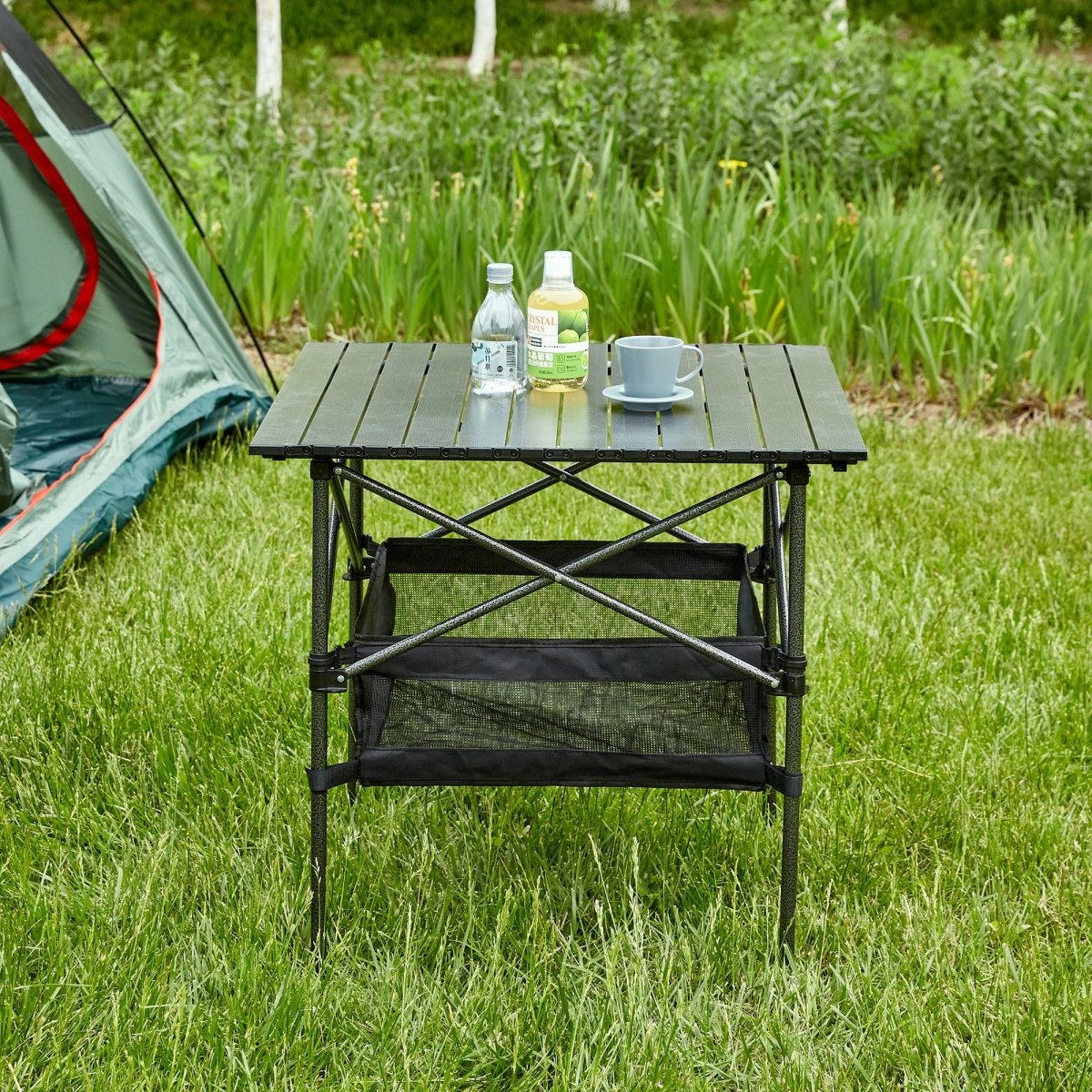 1 - Piece Folding Outdoor Table with Storage & Carry Bag - HomeDIYer