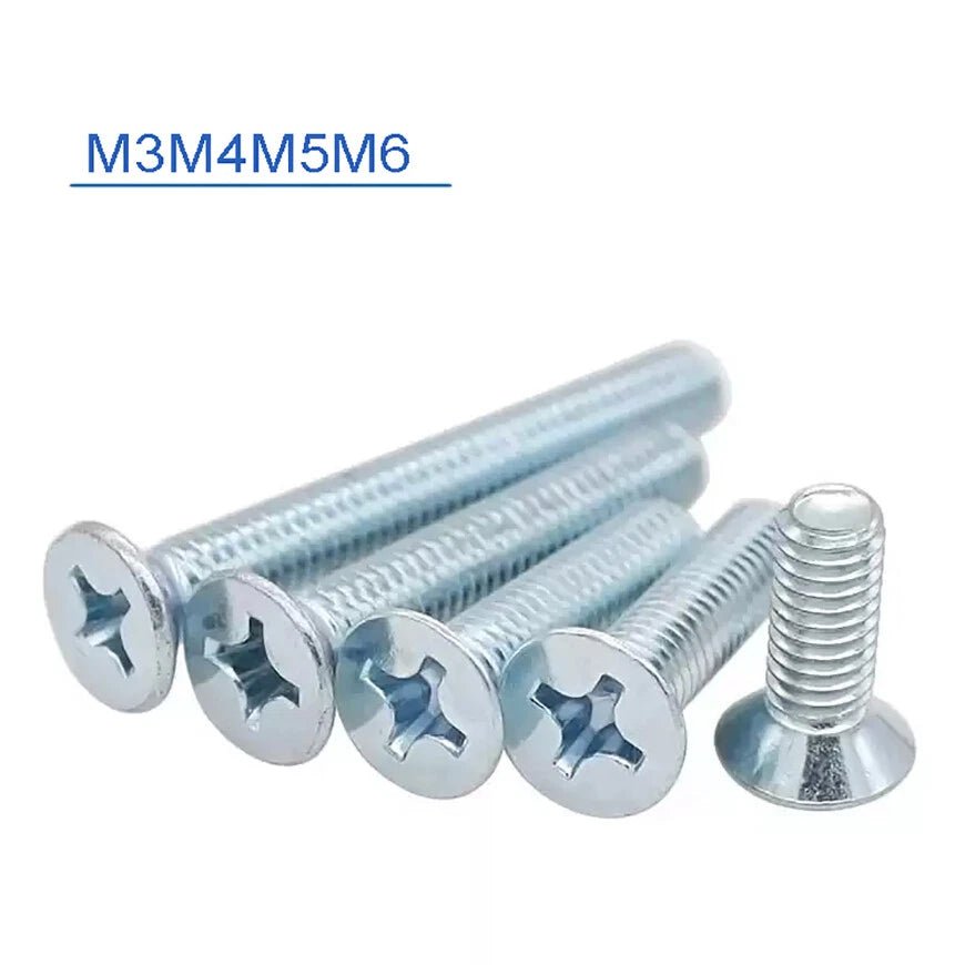 M4 M5 M6 Blue Zinc Plated Phillips Flat Head Machine Screws | Countersunk Bolts - HomeDIYer