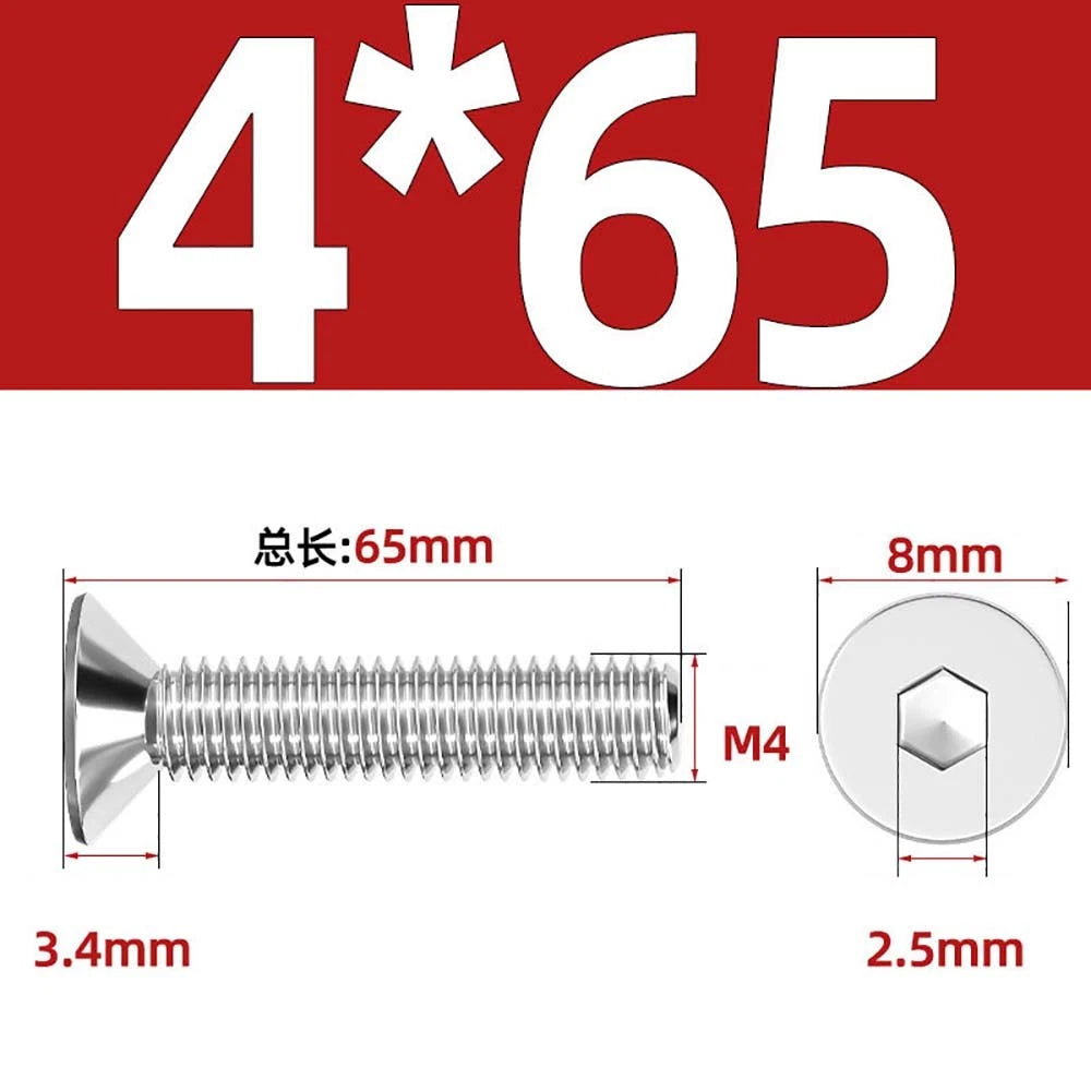 Countersunk Hex Socket Screws – A2 Stainless Steel, M2 to M16, DIN 7991, Fully Threaded