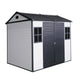 8 x 6 ft Resin Outdoor Storage Shed Waterproof Shed with Floor & Two Windows & Lockable Door, Tool Shed for Garden, Patio, Backyard,Grey White