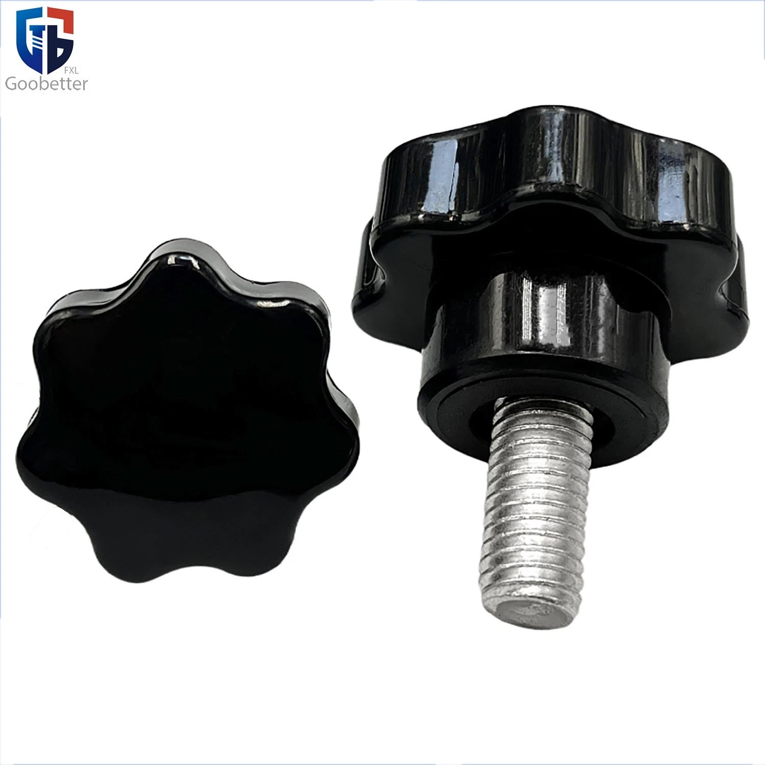 Plastic Seven Star Handle Knobs Clamping Bolts Thumb Screws Black M6 M8 M10