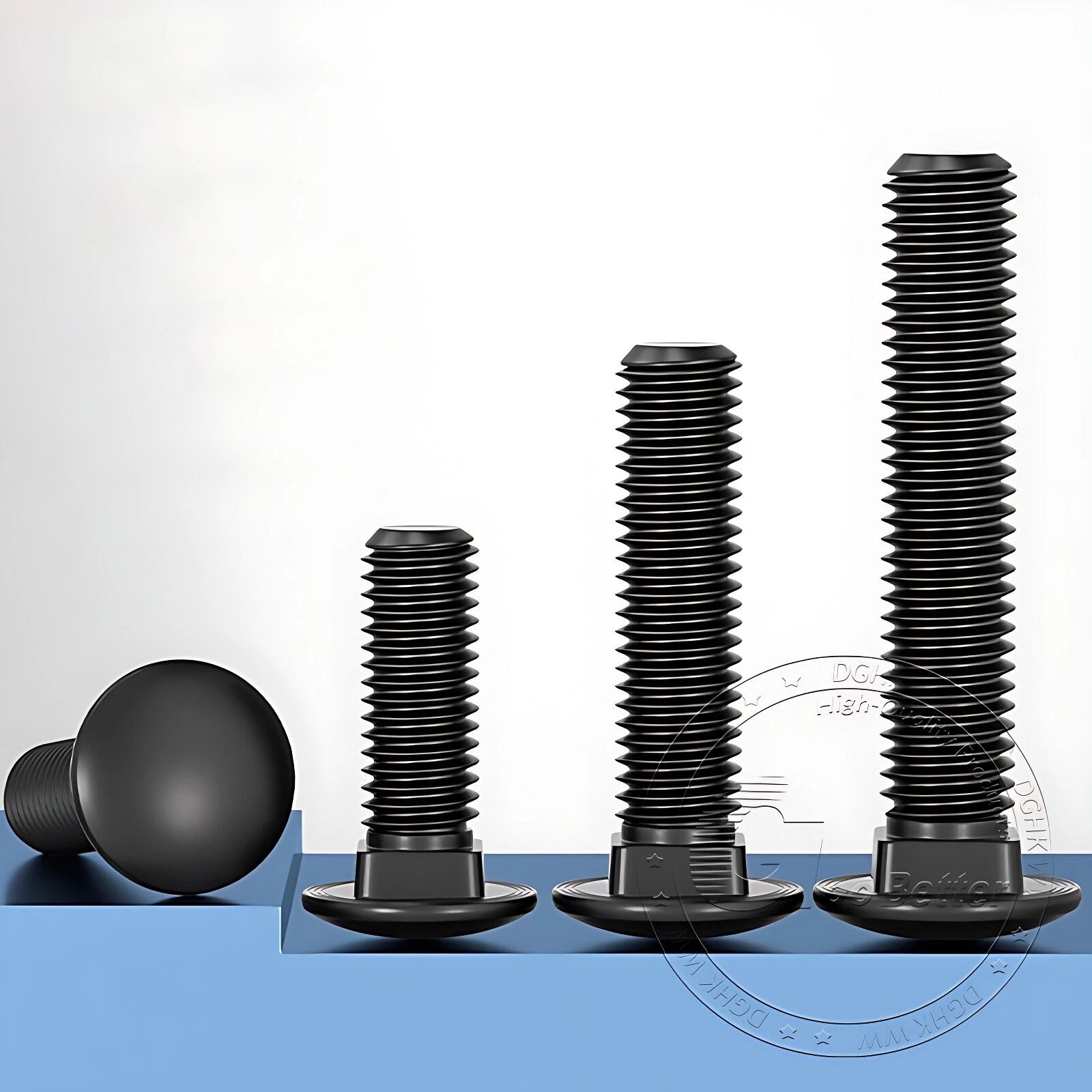 Black Stainless Steel Carriage Bolts M3–M12 | A2 Cup Square Dome Screws
