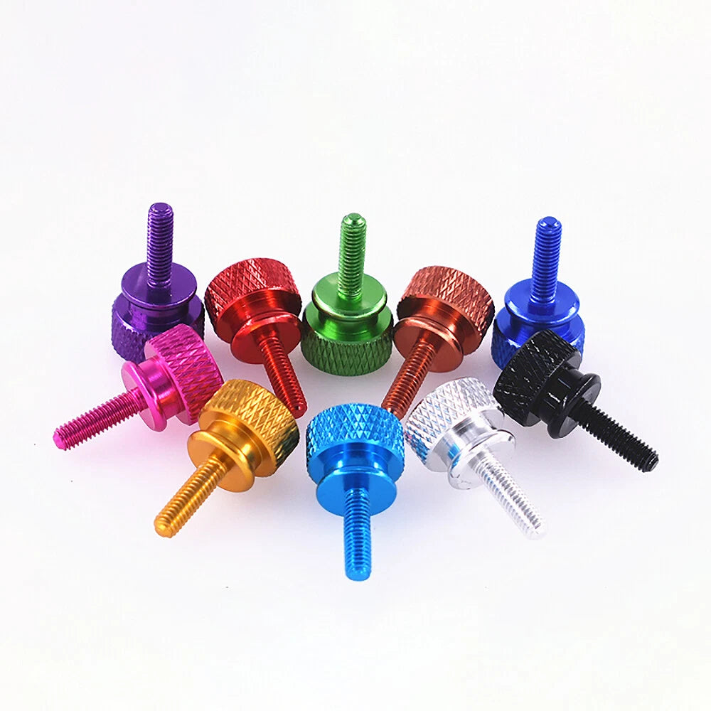 M3.5x10mm Aluminium Knurled Thumb Screws for PC Case — Colorful Flat Head Computer Screws