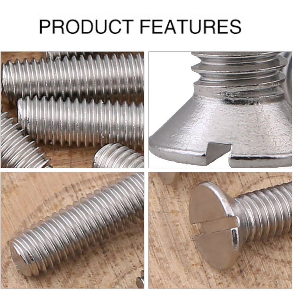 M1.6–M8 A2 Stainless Steel Flat Head Slotted Machine Screws | Countersunk Bolts