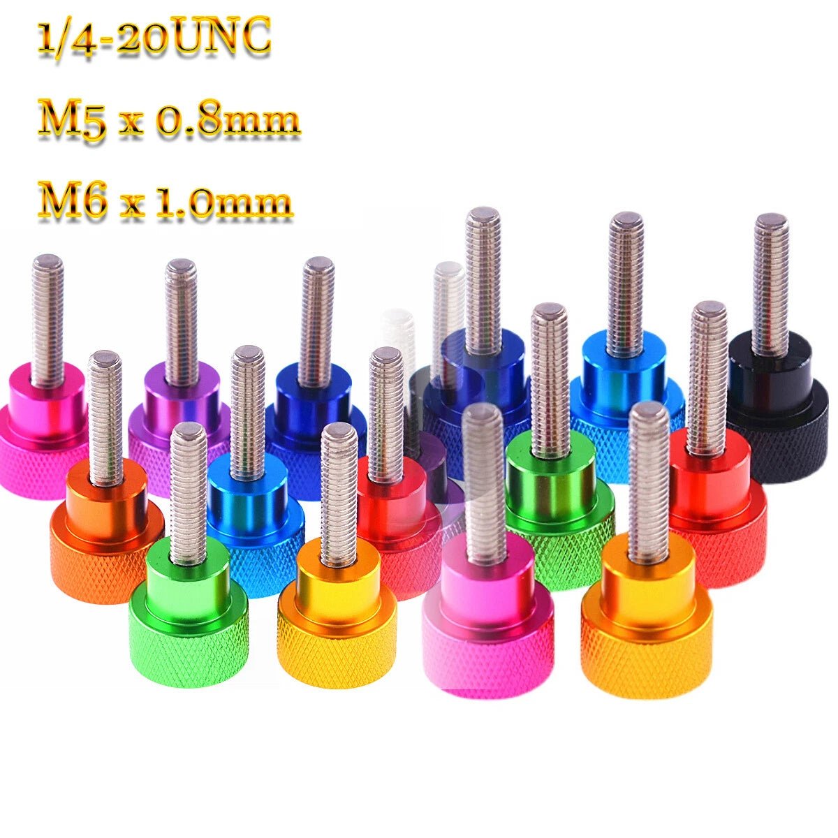 UNC / Metric Long 95mm Stepped Knurled Thumb Screws – Aluminum Grip + Stainless Thread (10 Colors) - HomeDIYer