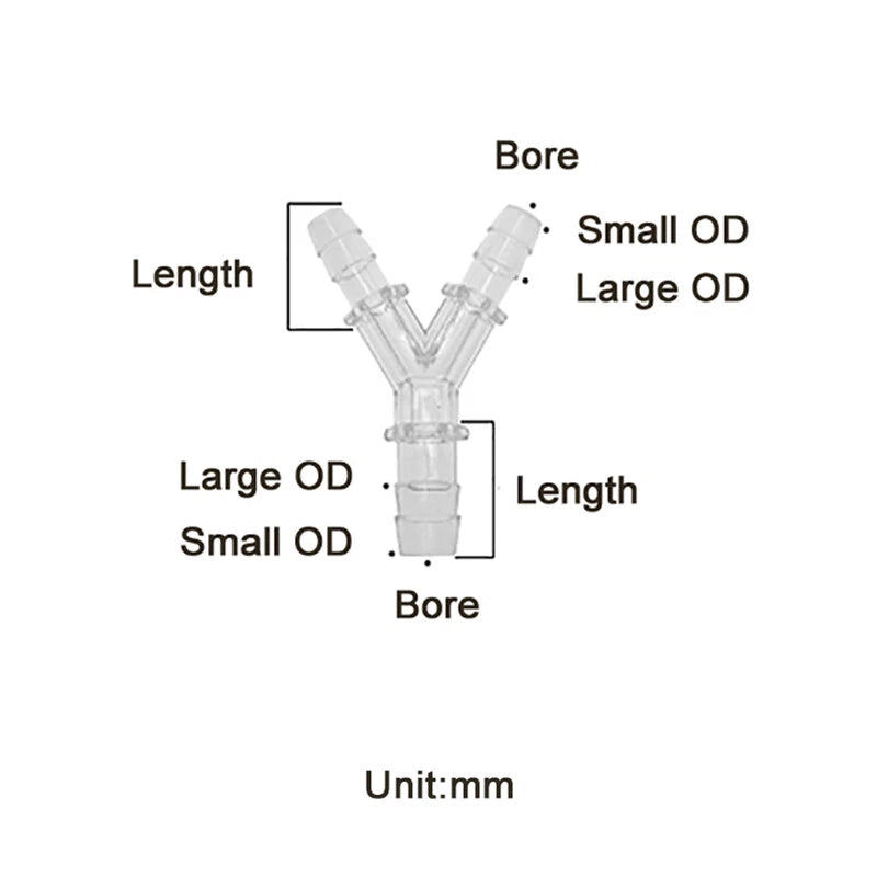 Reducing Y-Type Hose Barb Tee Fitting – Plastic Reducing Tee Tube Connector