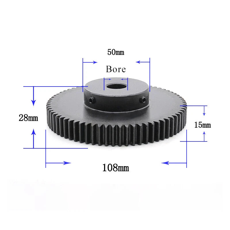 1.5 Mod 70 Teeth Spur Gears Transmission Gear With Step 45# Steel Blackening