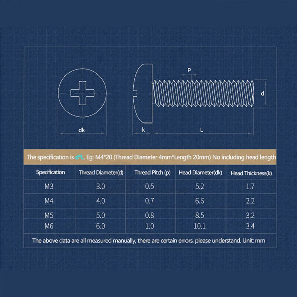 Transparent Nylon Phillips Round Head Machine Screws – M3 M4 M5 M6, PA66 Plastic, Fully Threaded